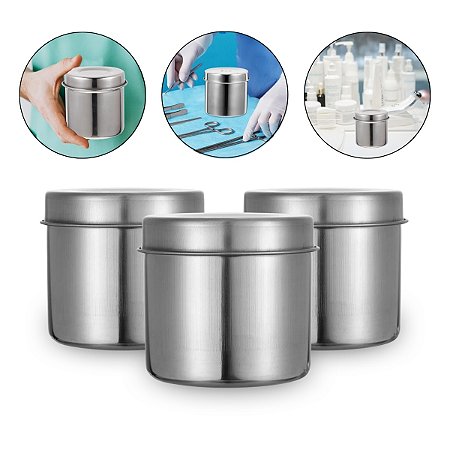 Kit 3 Porta Gaze Algodão 9cm Aço Inox Podologia Dentista