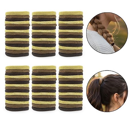 Kit 600 Elásticos Xuxinha Nude Marrom Bege Cabelos Atacado