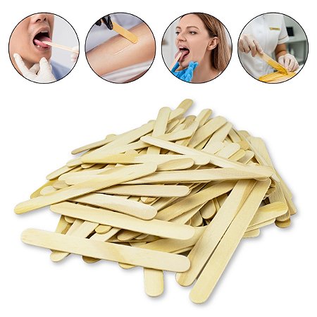 100 Abaixador de Língua Espátula Madeira Descartável Clínica