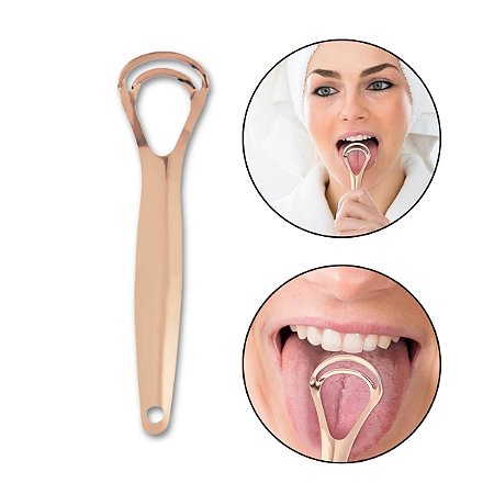 Raspador de Língua Rosé Ferramenta Higiene Limpeza Bucal