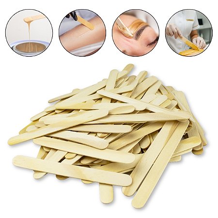 100 Espátulas Palito de Madeira Para Depilação Corpo Facial