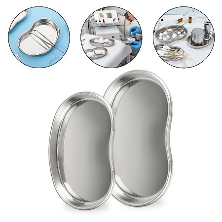 Kit 2 Bandejas Aço Inox Cuba Rim Pequena Grande Consultório