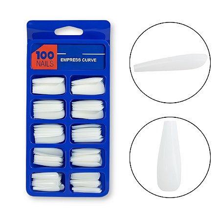 Kit 100 Unidades Unha Postiça Bailarina Realista Branca Lisa