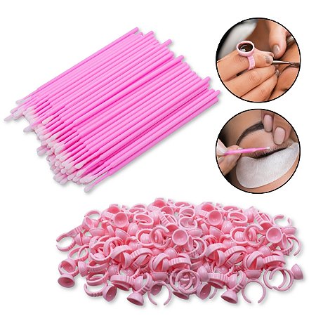 Kit Extensão de Cílios 100 Anel Batoque AB2 + 100 Microbrush
