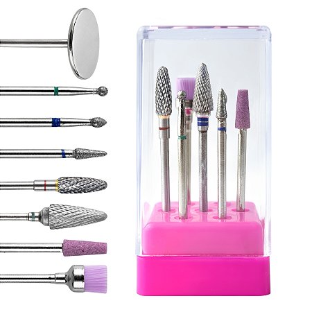 Kit 8 Brocas Tungstênio Diamantada Escovinha Disco + Suporte
