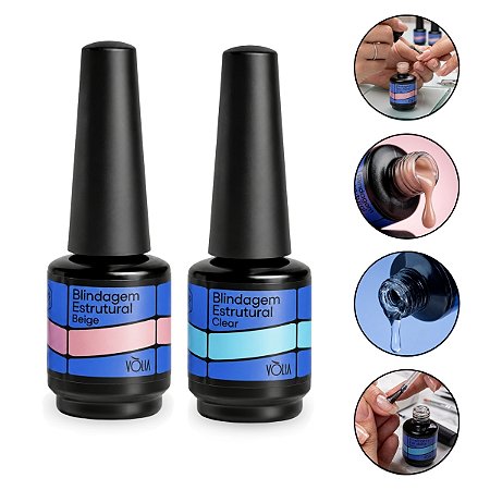 Kit Blindagem Estrutural Unhas 2 em 1 Clear + Beige 9g Vòlia
