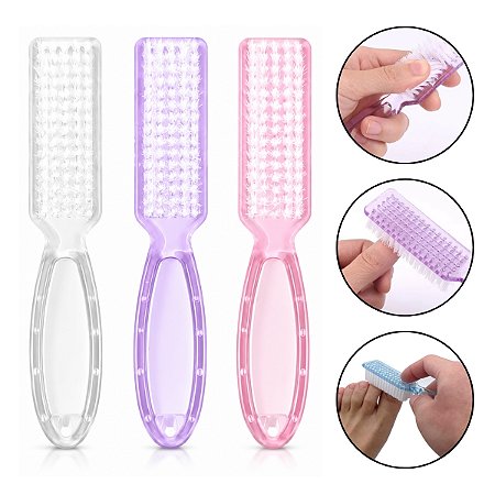Kit 3 Escovinha Cabo Manicure Pedicure Limpeza Pó Unhas Gel