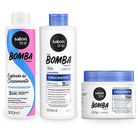 Kit Bomba Shampoo 500ml + Condicionador 300ml + Máscara 500g