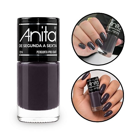 Esmalte Pergunta Pro Chat Cinza Escuro Grafite 10ml Anita
