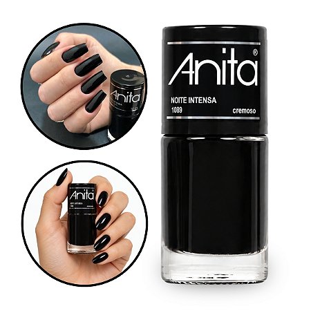 Esmalte Noite Intensa Preto Cremoso Secagem Rápida Anita