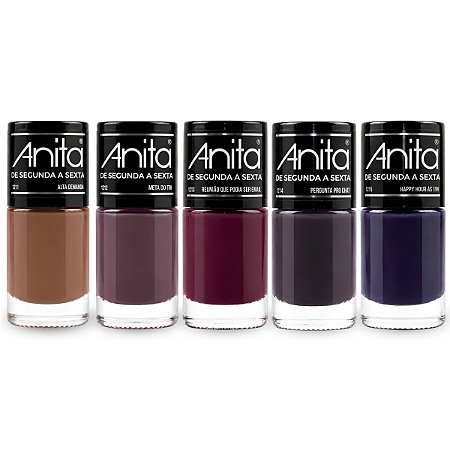 Kit 5 Esmaltes de Unhas Coleção De Segunda a Sexta Anita