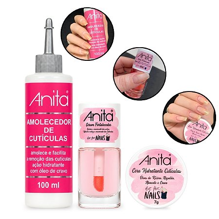 Kit Amolecedor Cutícula + Sérum Fortalecedor + Cera, Anita