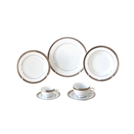 CONJUNTO EM PORCELANA DANKOTUWA PLATINA DE XÍCARAS PARA CHÁ