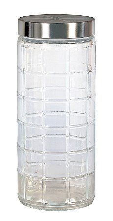PORTA MANTIMENTOS EM VIDRO C/TAMPA PRATA 2,2L 11X27,5CM