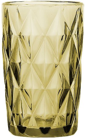 JG DE 6 COPOS MATELASSE EM VIDRO 340ML A13CM COR AMBAR