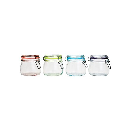 POTE HERMÉTICO DE VIDRO CANCUN C/SILICONE COLORIDO 520ml