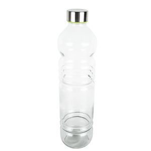 GARRAFA VIDRO P/ÁGUA C/TAMPA INOX 1l