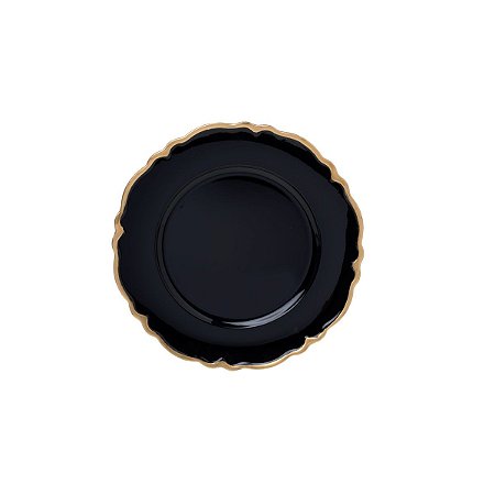 CJ 6 SOUSPLAT DE PLÁSTICO SAN CARLO PRETO E DOURADO 33CM