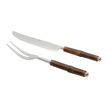 CJ. 2 PCS FACA E GARFO TRINCHANTE DE AÇO INOX