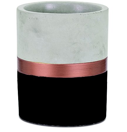 VASO PRETO E COBRE EM CIMENTO