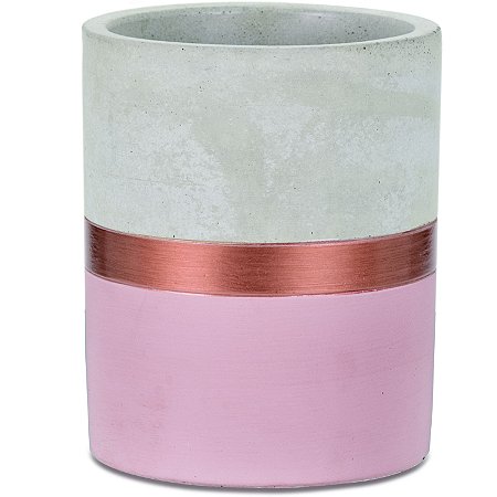 VASO ROSA E COBRE EM CIMENTO
