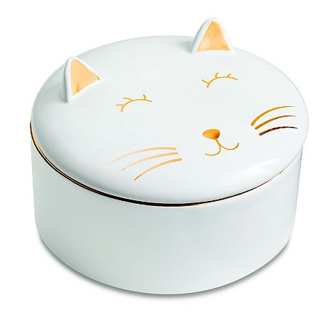 CAIXA REDONDA GATO EM CERAMICA