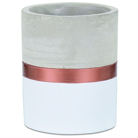 VASO BRANCO E COBRE EM CIMENTO