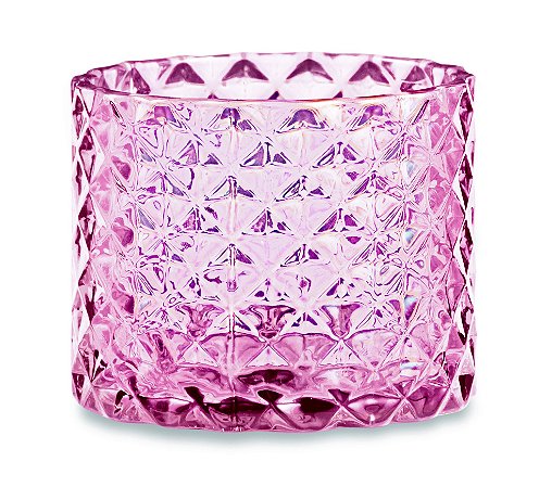 PORTA-VELAS ROSA EM VIDRO