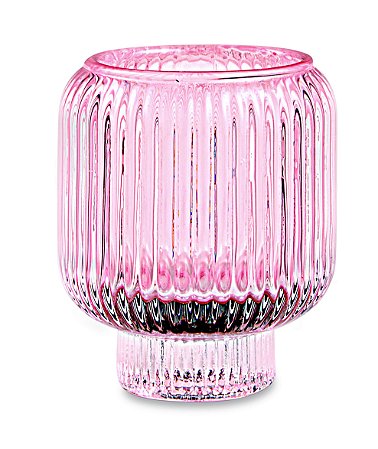 PORTA-VELAS ROSA EM VIDRO