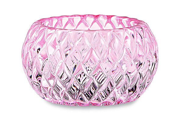 PORTA-VELAS ROSA EM VIDRO
