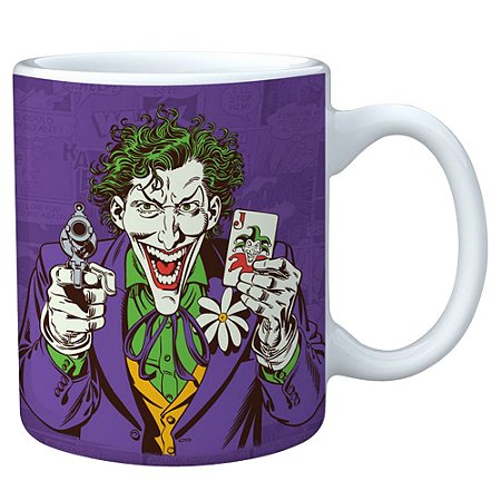 CANECA PORCELANA DC JOKER C BARALHO FD ROXO 300 ML 9,5 X 7,8