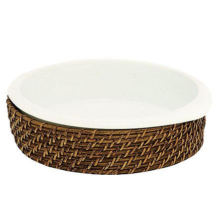 REFRATARIO DE PORCELANA COM SUP DE RATTAN