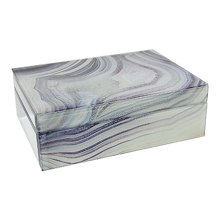 PORTA JOIA DE VIDRO COLORIDO 24,5CM X 17,5CM X 8CM