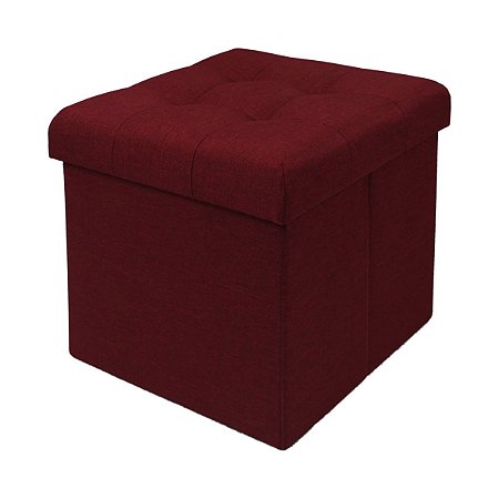 PUFF DE MADEIRA E TECIDO COM GUARDA VOLUME BORDO