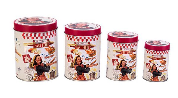 KIT LATAS DE FERRO RETRO WHIT 14X10,5CM 12,8X9CM