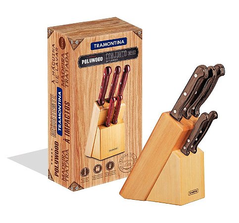 JOGO FACAS INOX 6PC POLYWOOD CAS