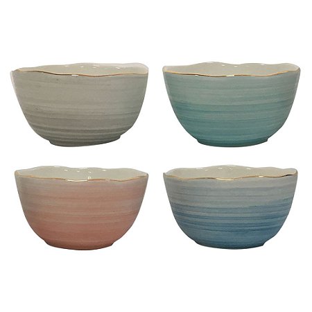 CJ DE BOLWS CONTEMPORANEO DE CERAMICA CINZA, AZUL, VERDE E S