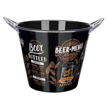 CHAMPANHEIRA BEER MENU EM ACRILICO COM 2 ABRIDORES DE GARRAFA 5L COR PRETO
