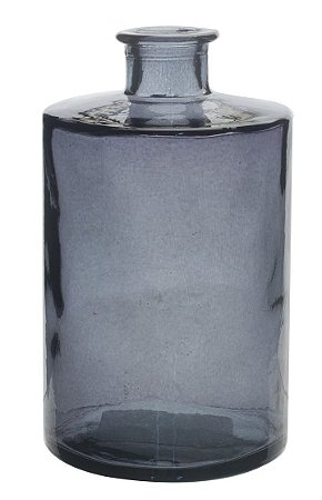 GARRAFA DE VIDRO DECORATIVA  600ML 16CM AZUL