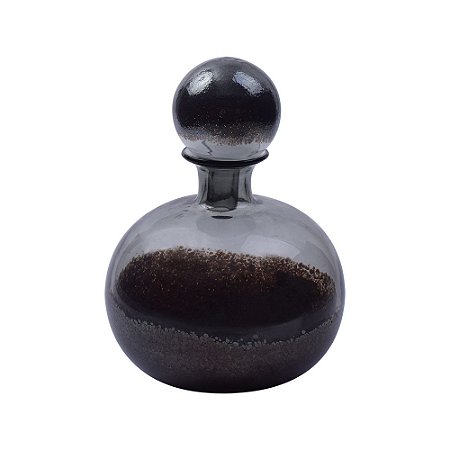 GARRAFA DECORATIVA DE VIDRO CINZA E PRETO