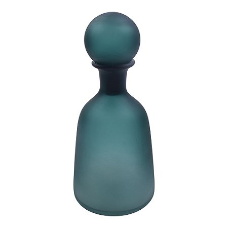 GARRAFA DECORATIVA DE VIDRO FOSCA AZUL