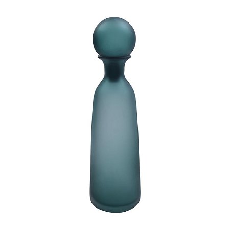 GARRAFA DECORATIVA DE VIDRO FOSCA AZUL