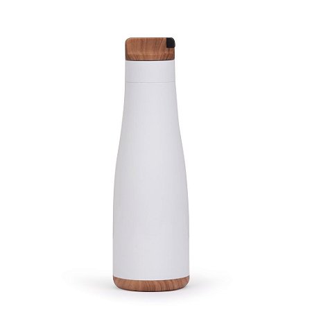 GARRAFA AÇO INOX TAMPA MADEIRA BRANCA GA6300