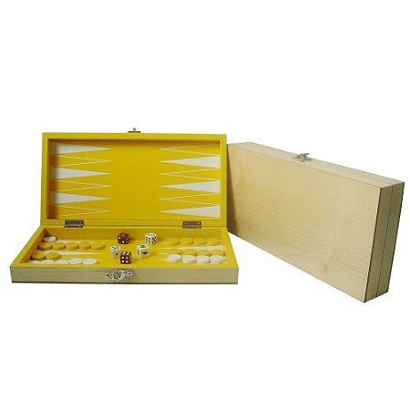 JOGO GAMAO MADEIRA DELUXE AMARELO 30 X 17,5 X 5 CM