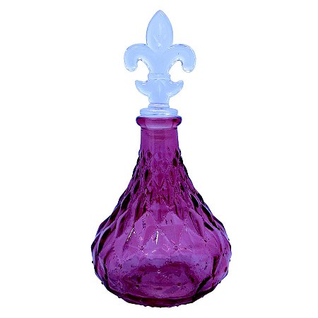 CJ. DE GARRAFAS DE VIDRO C/ TAMPA FLOR DE LIS - 4 PCS ROSA
