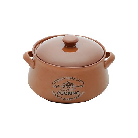 CAÇAROLA C/TAMPA CERÂMICA COUNTRY COOKING MARROM 28x17,5cm