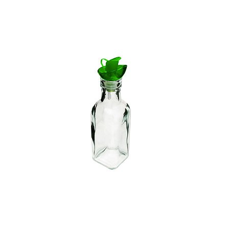 GARRAFA AZEITE VIDRO TRANSPARENTE C/TAMPA PLÁSTICO VER 200ml