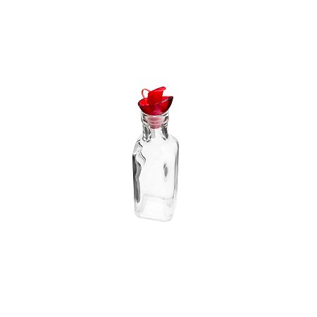 GARRAFA AZEITE VIDRO C/TAMPA PLÁSTICO VERMELHA 200ml