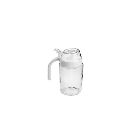 GARRAFA P/AZEITE VIDRO TRANSPARENTE C/TAMPA VERMELHA 300ml