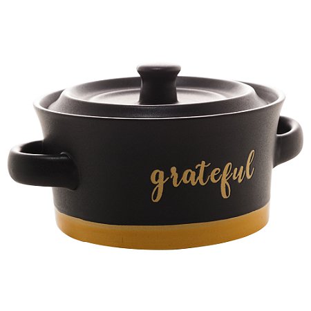 MINI CAÇAROLA CERÂMICA GRATEFUL PRETO MATT/AMARELO 13x6cm